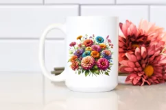 Watercolor Bouquet Zinnia Clipart Product Image 2