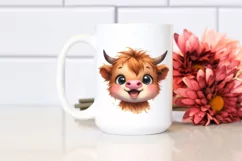 Funny Baby Face Highland Cow PNG Product Image 2