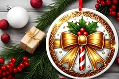 Round Christmas Ornament Sublimation|Clipart Product Image 1