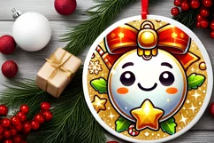 Round Christmas Ornament Sublimation|Clipart Product Image 1