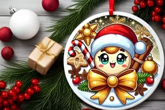 Round Christmas Ornament Sublimation|Clipart Product Image 1