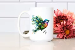 Abstract Vibrant Bird with Leaf Body PNG Product Image 2