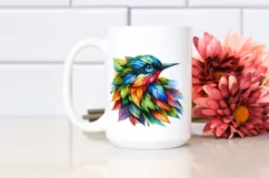Abstract Vibrant Bird with Leaf Body PNG Product Image 2