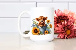 Cute Baby Highland Cow with Party Hat, PNG Product Image 2