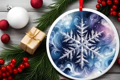 Snow Flake Christmas Round Cute Ornament Sublimation Product Image 1