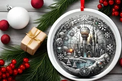 Round Christmas Ornament Sublimation|Clipart Product Image 1