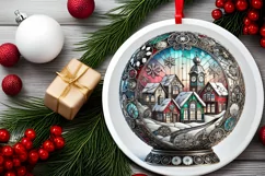 Round Christmas Ornament Sublimation|Clipart Product Image 1