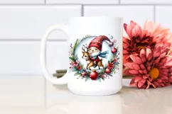 Vibrant Watercolor Christmas Gnome Riding a Deer PNG Product Image 2