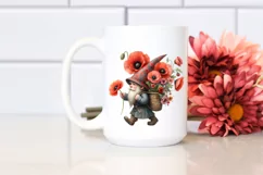 Gnome with Poppy Bouquet Clipart Product Image 2