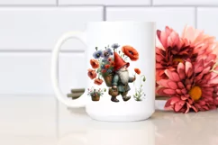 Gnome with Poppy Bouquet Clipart Product Image 2