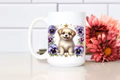 Smiling Pansy Babydog on a Star | Sublimation Clipart Product Image 2