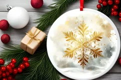 Snow Flake Christmas Round Cute Ornament Sublimation Product Image 1