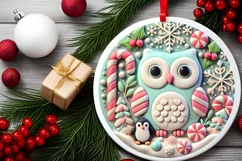 Round Christmas Ornament Sublimation|Clipart Product Image 1