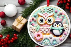 Round Christmas Ornament Sublimation|Clipart Product Image 1