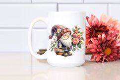 Detailed Cute Gnome with Camellia Bouquet Clipart Product Image 2