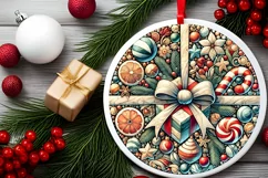 Round Christmas Ornament Sublimation|Clipart Product Image 1