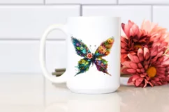Abstract Vibrant Butterfly with Flowers PNG Product Image 2
