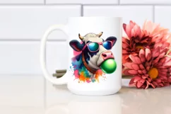 Colorful Artistic Cow Sticker | Sublimation | Clipart Product Image 2
