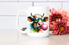 Colorful Artistic Cow Sticker | Sublimation | Clipart Product Image 2