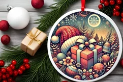 Round Christmas Ornament Sublimation|Clipart Product Image 1