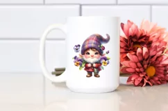 Gnome with Pansy Flowers Watercolor Product Image 2