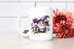 Gnome with Pansy Flowers Watercolor Product Image 2