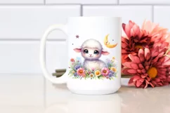 Cute Colorful Dall Sheep Moon Flowers | Sublimation | Product Image 2