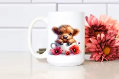 Cute Watercolor Highland Cow Clipart Product Image 2