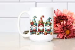 Cute Christmas Gnomes in Front of View from Semiprofile PNG Product Image 2