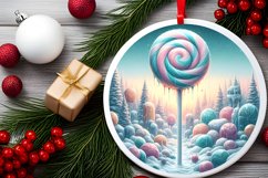 Round Winter Scene Ornament Sublimation PNG Product Image 2