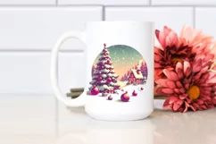 Vibrant Retro Watercolor Christmas Scenery PNG Product Image 2