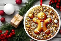 Round Christmas Ornament Sublimation|Clipart Product Image 1