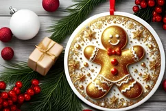 Round Christmas Ornament Sublimation|Clipart Product Image 2