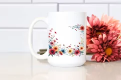 Colorful Horizontal Frame with Red Flowers, PNG Product Image 2