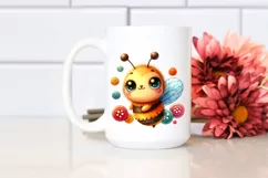 Small Colorful Plush Bee | Watercolor Clipart Product Image 2