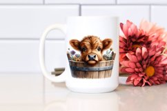 Baby Cow in Wood Bucket, Transparent PNG Product Image 2