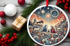 Round Christmas Ornament Sublimation|Clipart Product Image 2