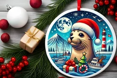 Round Christmas Ornament Sublimation|Clipart Product Image 1