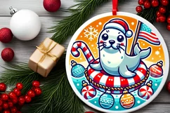 Round Christmas Ornament Sublimation|Clipart Product Image 1