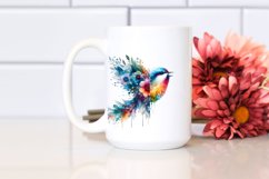 Vibrant Bird Half Flowers Abstract Watercollor | Clipart Product Image 2