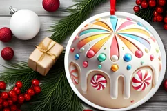 Round Christmas Ornament Sublimation|Clipart Product Image 1