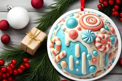 Round Christmas Ornament Sublimation|Clipart Product Image 1