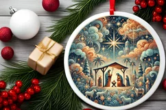 Round Christmas Ornament Sublimation|Clipart Product Image 1
