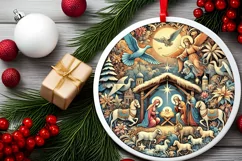 Round Christmas Ornament Sublimation|Clipart Product Image 1