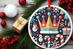 Round Christmas Ornament Sublimation|Clipart Product Image 1
