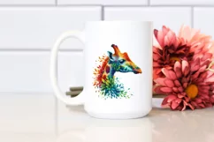 Abstract Vibrant Giraffe with Leaf Body PNG Product Image 2