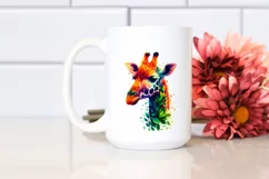 Abstract Vibrant Giraffe with Leaf Body PNG Product Image 2