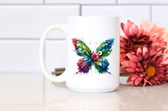 Abstract Vibrant Butterfly with Flowers PNG Product Image 2