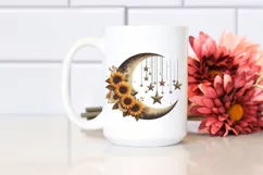 Vintage Postcard Half Moon with Sunflowers PNG Product Image 2