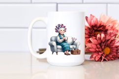 Old Lady Watercolor Character on Sofa | Sublimation Clipart Product Image 2